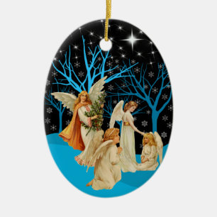 En Céramique Ornement des Anges d'hiver
