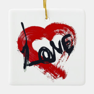 En Céramique Ornement des Coeurs d'amour
