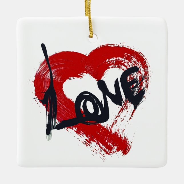 En Céramique Ornement des Coeurs d'amour (Devant)