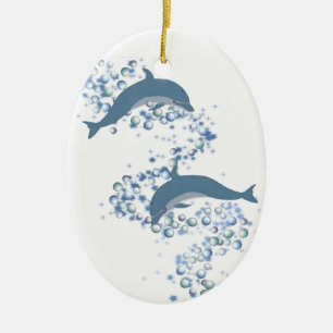 En Céramique Ornement des dauphins