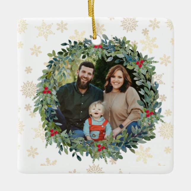 En Céramique Ornement des flocons d'or (Devant)