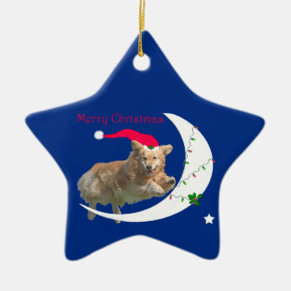 En Céramique Ornement d'étoile de Noël de golden retriever