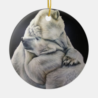 En Céramique Ornement d'étreinte d'ours blanc
