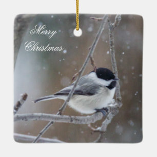 En Céramique Ornement d'oiseau chanteur de Chickadee de Noël