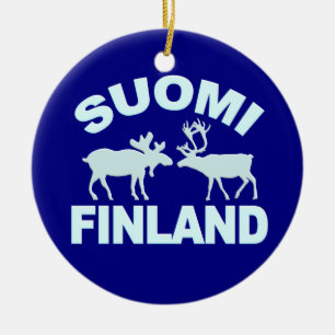 En Céramique ornement d'orignal et de rennes de Finlande