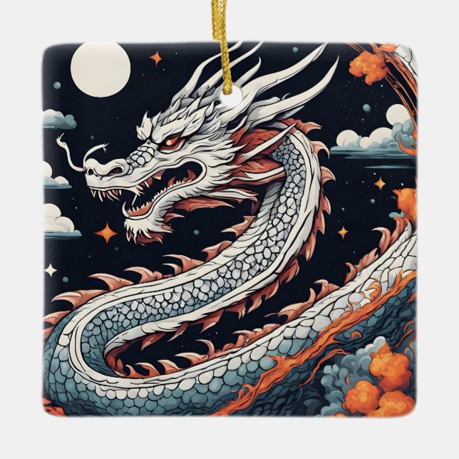 En Céramique ornement dragon de nuit (Devant)
