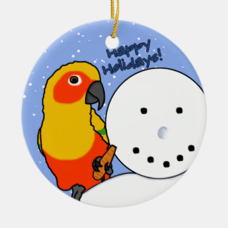 En Céramique Ornement drôle de Sun Conure de bonhomme de neige