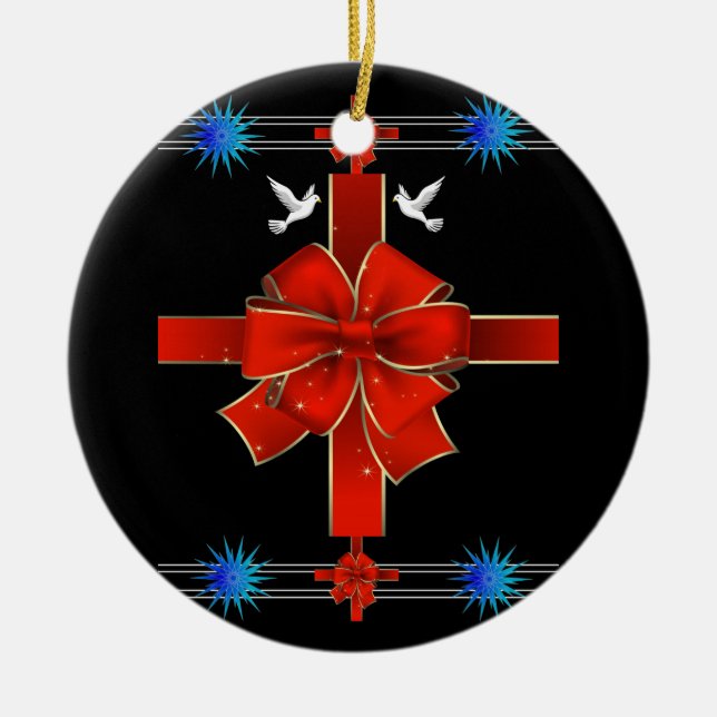 En Céramique Ornement du cercle de Noël (Devant)