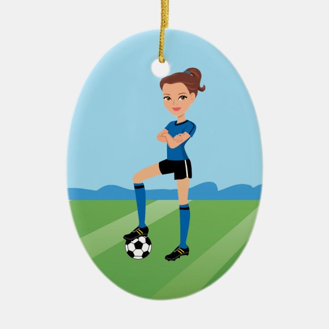 En Céramique Ornement du footballeur de la fille illustré (Devant)