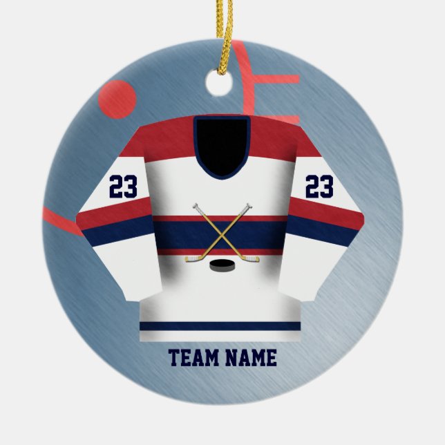 En Céramique Ornement du Jersey de joueur de hockey (Devant)