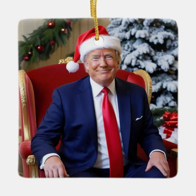 En Céramique Ornement du président Donald Trump Santa Hat (Devant)