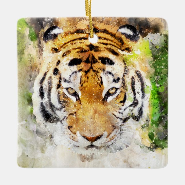 En Céramique ornement du visage de tigre (Devant)