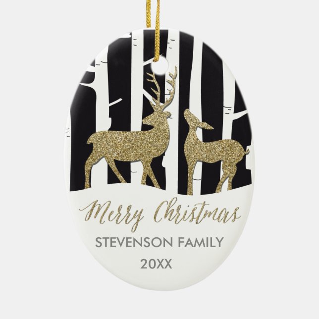 En Céramique Ornement éclatant de cerfs communs d'or de Joyeux (Dos)