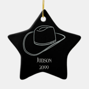 En Céramique Ornement étoile de chapeau de Noël Cowboy