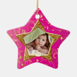 En Céramique Ornement étoile photo pour le premier Noël de bébé