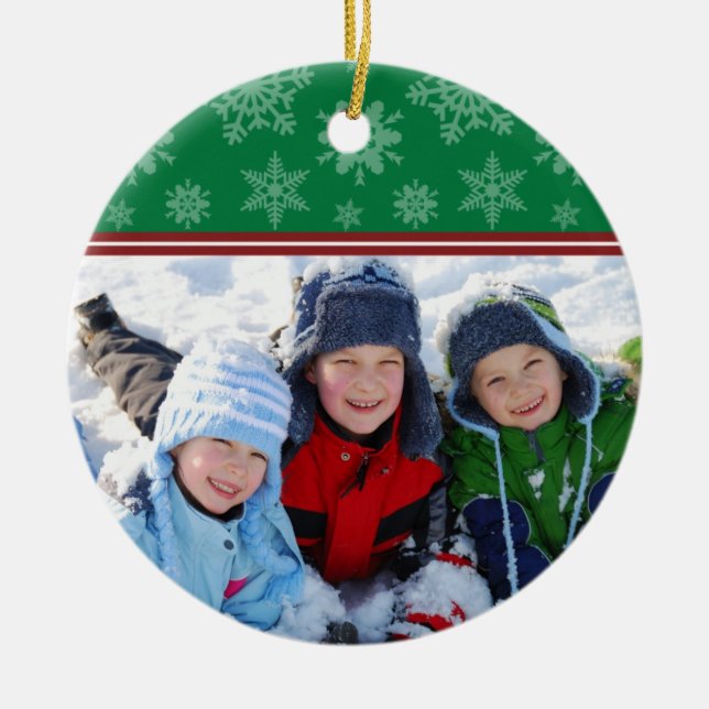 En Céramique Ornement fait sur commande de Noël de flocons de (Devant)