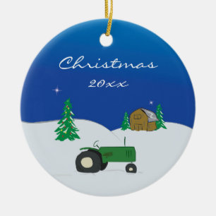En Céramique Ornement fait sur commande de tracteur et de Noël