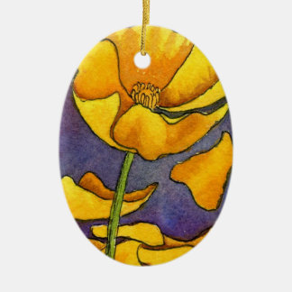 En Céramique Ornement floral "Pavot jaune"