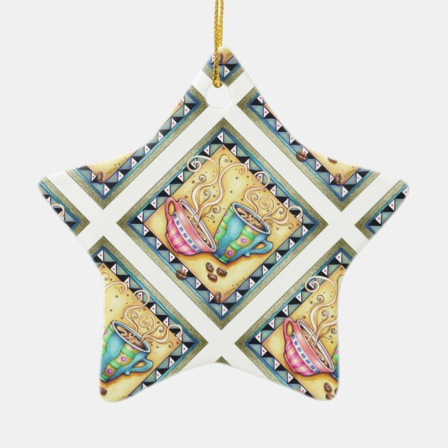 EN CÉRAMIQUE ORNEMENT - HARICOTS FRAIS ! ART DE CAFÉ (Devant)