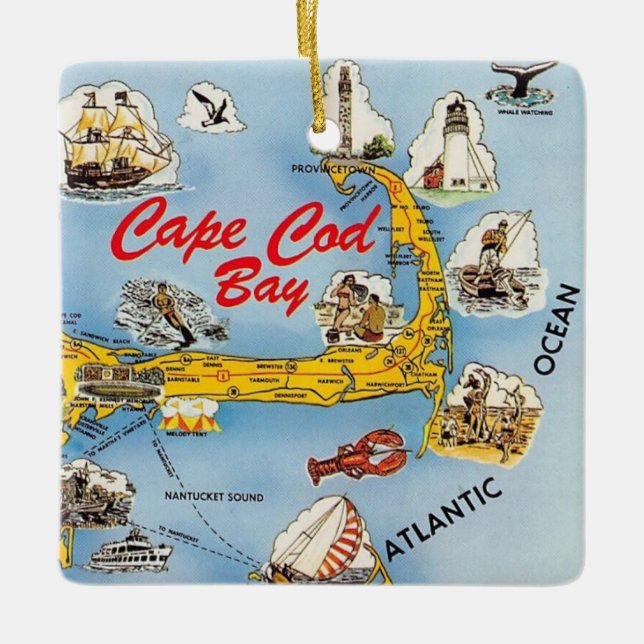 En Céramique Ornement illustré de Cape Cod (Devant)