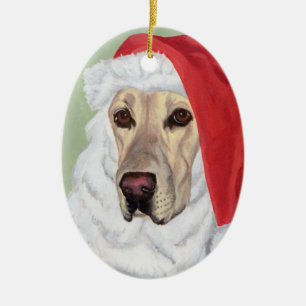 En Céramique Ornement jaune d'ovale de Labrador Père Noël de
