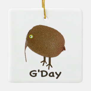 En Céramique Ornement Kiwi Fruit Bird G'Day
