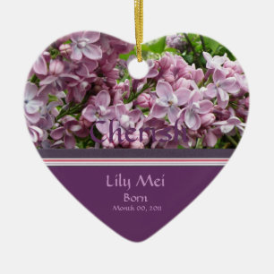 En Céramique Ornement lilas de faire-part de naissance
