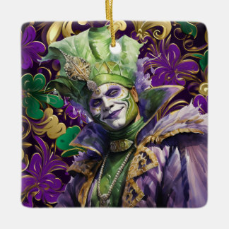 En Céramique Ornement Mardi Gras Jester Porcelain