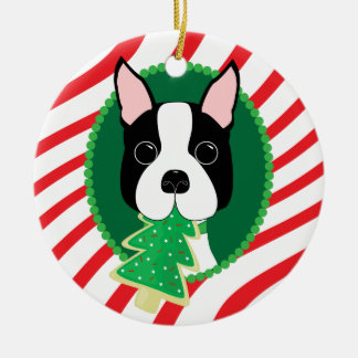 En Céramique Ornement mignon de chien de Boston Terrier