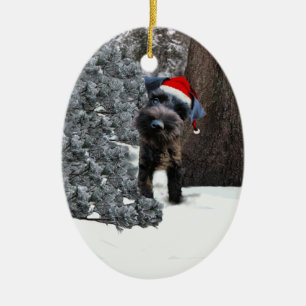 En Céramique Ornement mignon de Noël de Schnauzer miniature