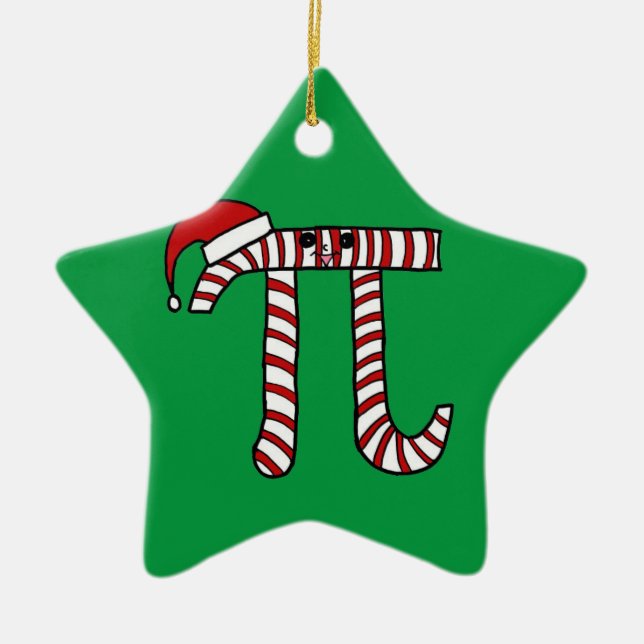 En Céramique Ornement mignon de Noël pi (arrière - plan vert) (Devant)