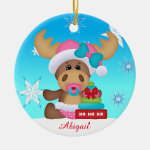 En Céramique Ornement mignon d'orignaux de premier Noël du bé