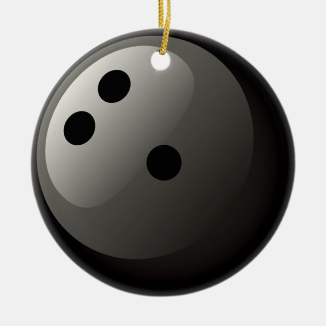 EN CÉRAMIQUE ORNEMENT NOIR DE BOULE DE BOWLING (Devant)
