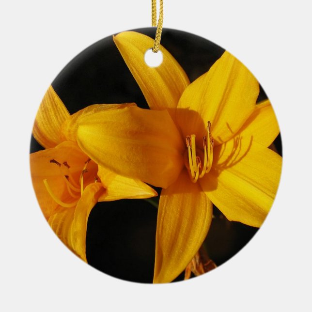 En Céramique Ornement orchidée jaune (Devant)