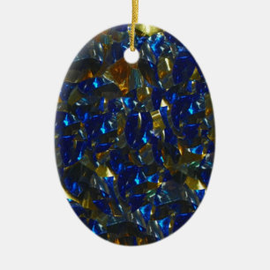 En Céramique Ornement ovale bleu doré