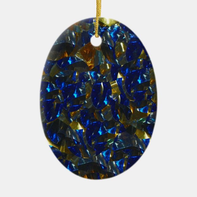 En Céramique Ornement ovale bleu doré (Devant)