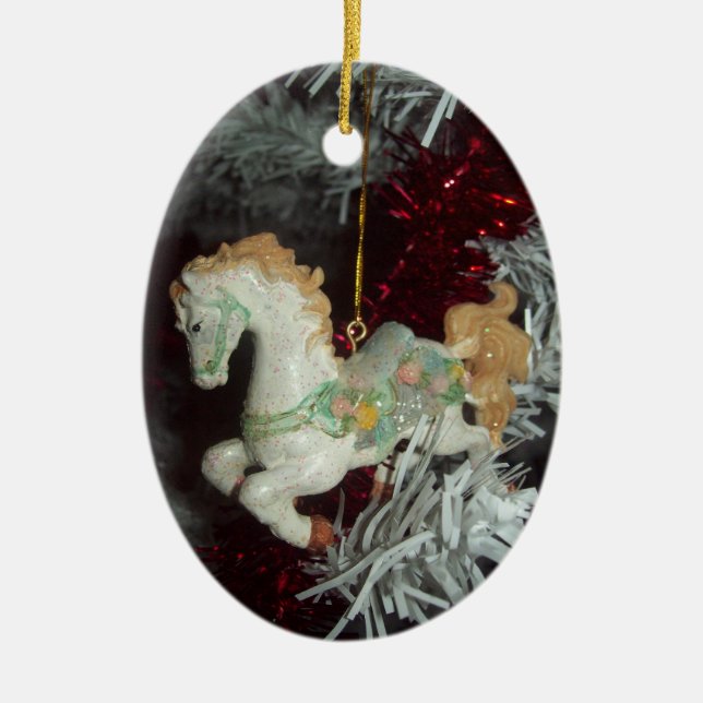 En Céramique Ornement ovale du cheval de carrousel (Devant)