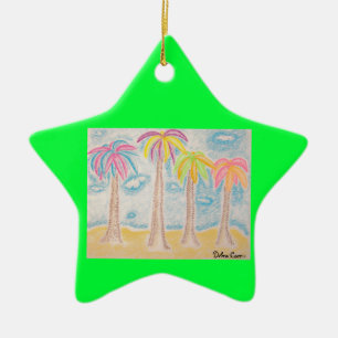 En Céramique Ornement Palms-étoiles coloré