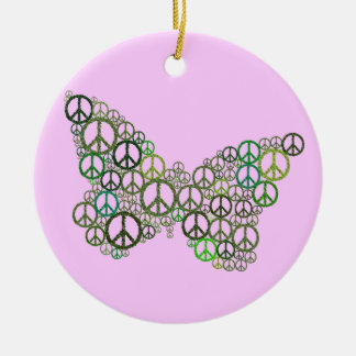 En Céramique Ornement Papillon Pink Green Peace