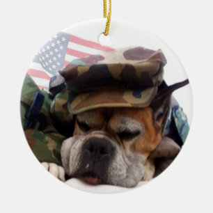 En Céramique Ornement patriotique de chien de boxeur