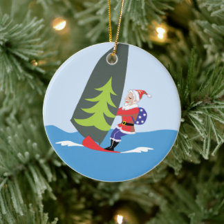 En Céramique Ornement Père Noël Windsurf