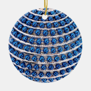 En Céramique Ornement perlé bleu
