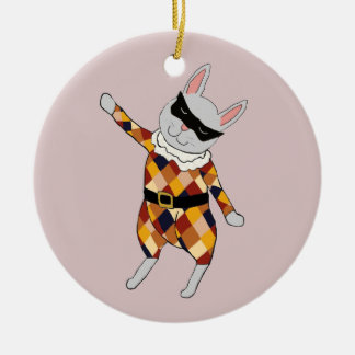 En Céramique Ornement personnalisable de lapin de harlequin de