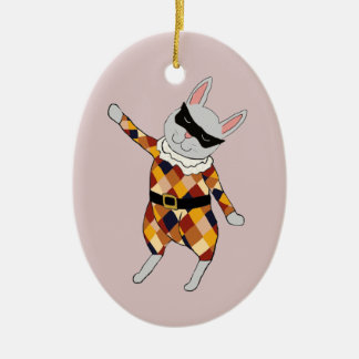 En Céramique Ornement personnalisable de lapin de harlequin de