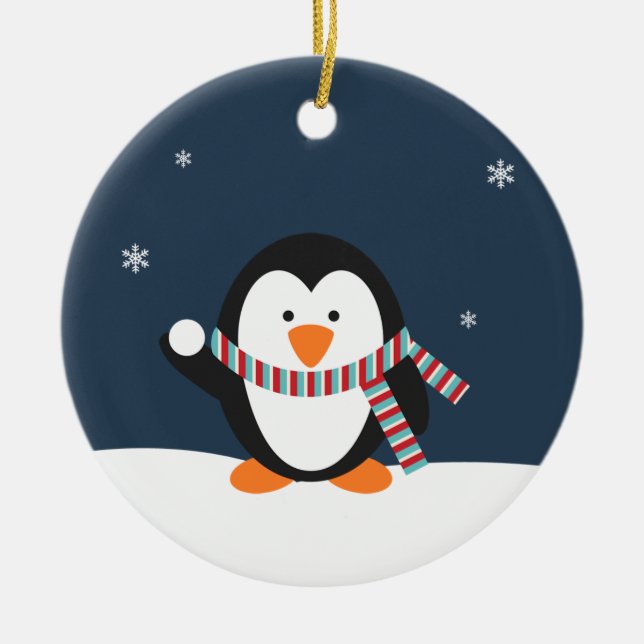 En Céramique Ornement personnalisé de Noël de pingouin (Devant)