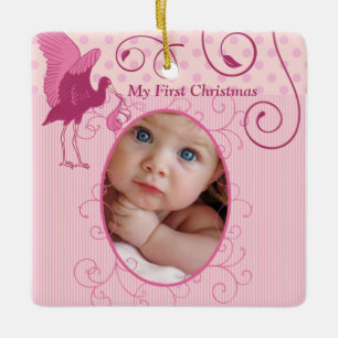 En Céramique Ornement photo de bébé fille Tiny Tee avec statist