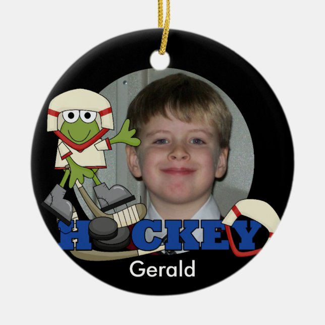 En Céramique Ornement photo de hockey sur grenouille (Devant)