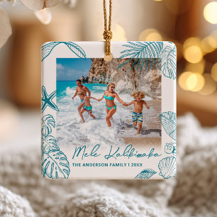 En Céramique Ornement photo de Mele Kalikimaka Tropical Bleu