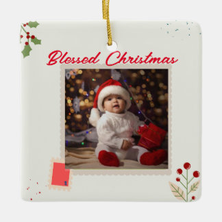 En Céramique Ornement photo personnalisé de Noël