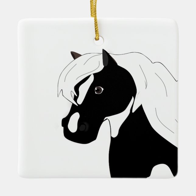 En Céramique Ornement Pinto Pony (Devant)